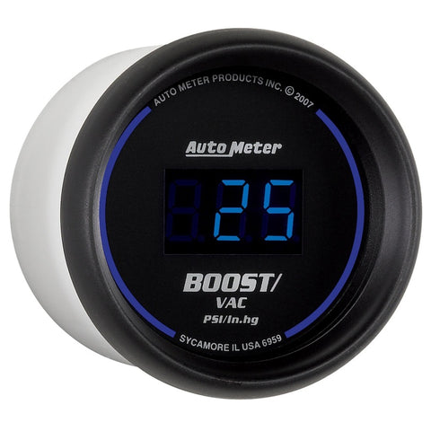 Autometer Cobalt Digital 52.4mm Black Vacuum/Boost Gauge - 6959
