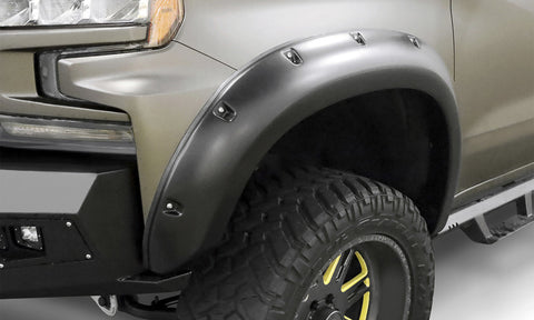 Lund 19-22 GM Silverado RX-Rivet Smooth Elite Series Fender Flares w/Black Bolts - Black 2pc Front - RX130SA