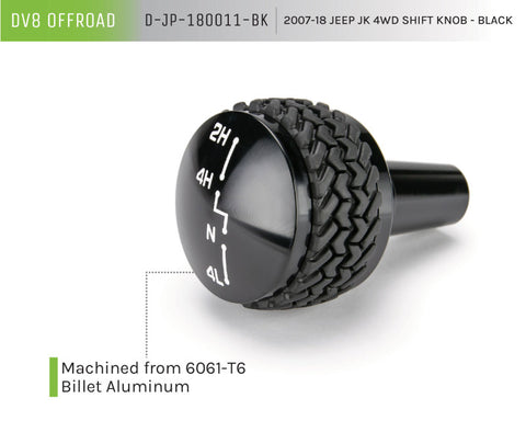 DV8 Offroad 2007-2018 Jeep JK 4WD Shift Knob Black Finish - D-JP-180011-BK