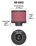 K&N Rubber Base Chrome Top Crankcase Vent Filter 1-1/4in Flg / 3in OD / 2-1/2in H w/Deflector Shield - 62-1512