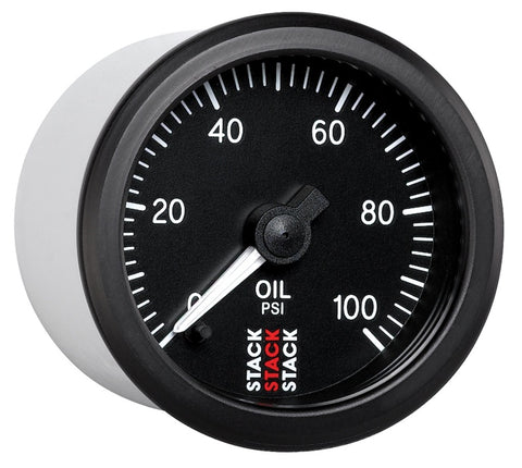 Autometer Stack 52mm 0-100 PSI 1/8in NPTF Male Pro Stepper Motor Oil Pressure Gauge - Black - ST3302