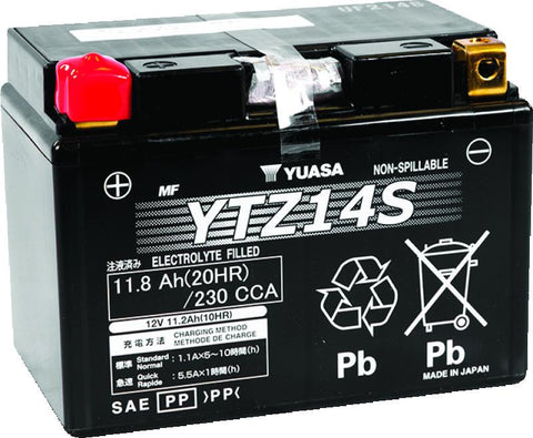 Yuasa YTZ14S Maintenance Free AGM 12-Volt Battery - YUAM72Z14