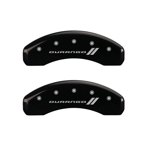 MGP 4 Caliper Covers Engraved Front & Rear With stripes/Durango Black finish silver ch - 12043SDGOBK