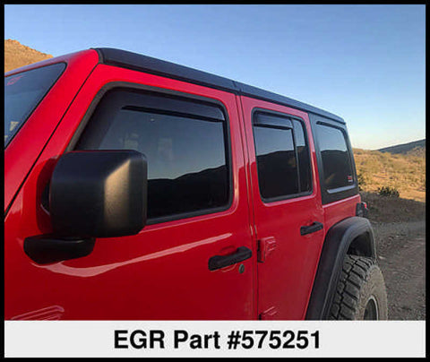 EGR 2018 jeep Wrangler JL SlimLine In-Channel WindowVisors Set of 4 - Dark Smoke - 575251
