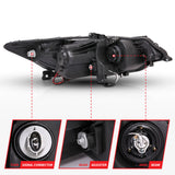 ANZO 2009-2012 Acura TSX Projector Headlights w/ Halo Black (CCFL) (HID Compatible) - 121393