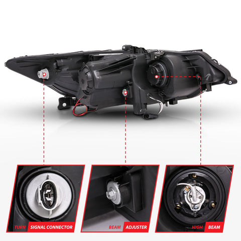 ANZO 2009-2012 Acura TSX Projector Headlights w/ Halo Black (CCFL) (HID Compatible) - 121393