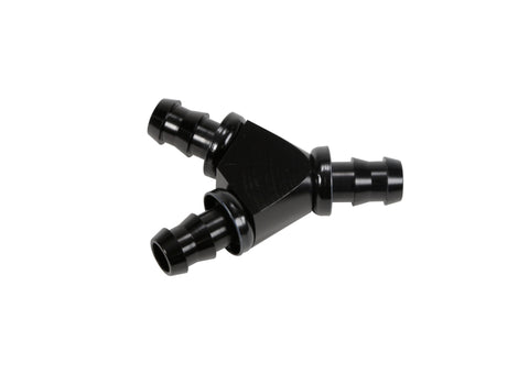 Fleece Performance 1/2in Black Anodized Aluminum Y Barbed Fitting (For -8 Pushlock Hose) - FPE-FIT-Y08-BLK