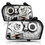 ANZO 2005-2010 Chrysler 300 Projector Headlights w/ Halo Chrome - 121136