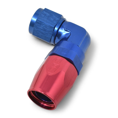 Russell Performance -8 AN Red/Blue 90 Degree Forged Aluminum Swivel Hose End - 613650