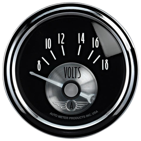 Autometer Prestige Series Black 2-1/16in 8-18V Short Sweep Electronic Voltmeter Gauge - 2093