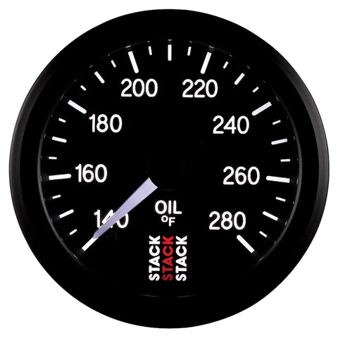 Autometer Stack 52mm 140-280 Deg F 1/8in NPTF Male Pro Stepper Motor Oil Temp Gauge - Black - ST3310