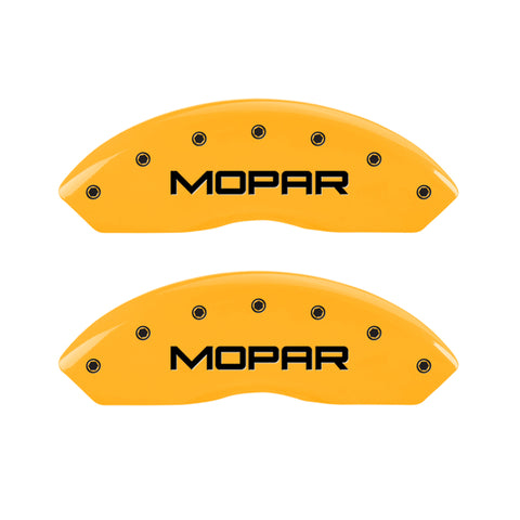MGP 4 Caliper Covers Engraved Front & Rear MOPAR Yellow finish black ch - 32021SMOPYL
