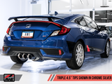 AWE Tuning 17-20 Honda Civic Si 1.5L Turbo Dual-to-Triple Tip Conversion Kit - Chrome Silver Tip - 3810-52018