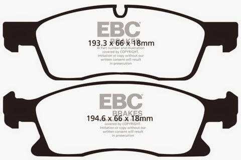 EBC 11+ Dodge Durango 3.6 Yellowstuff Front Brake Pads - DP41871R