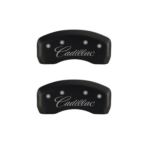 MGP 4 Caliper Covers Engraved Front & Rear Cursive/Cadillac Red finish silver ch - 35021SCADRD