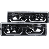 ANZO 1988-1998 Chevrolet C1500 Crystal Headlights Black w/ Low - Brow - 111299