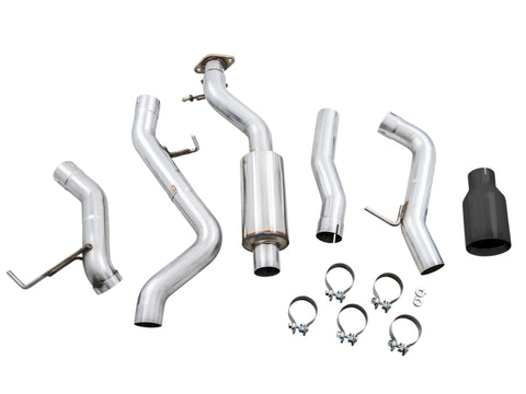 AWE Tuning 2021+ Ford Bronco 0FG Single Rear Exit Exhaust w/Diamond Black Tip & Bash Guard - 3015-23789
