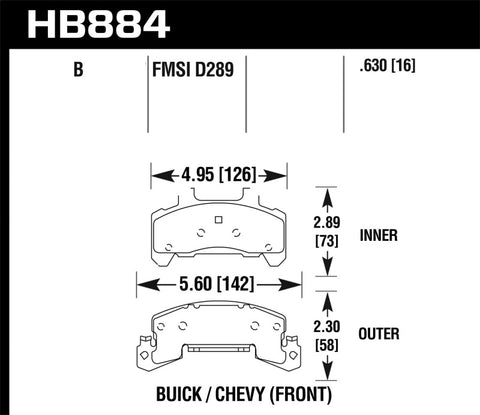 Hawk 85-91 Chevrolet Cavalier HPS 5.0 Front Brake Pads - HB884B.630
