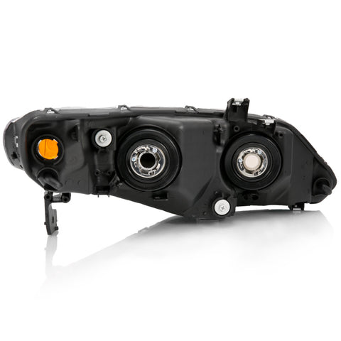 ANZO 2006-2011 Honda Civic 4 Door Crystal Headlight Black Amber (OE Replacement) - 121547