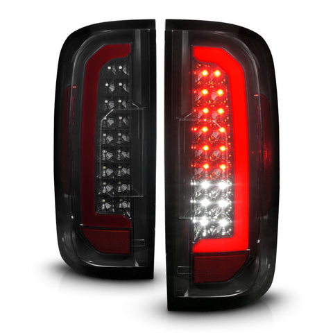 ANZO 15-21 GMC Canyon Full LED Tail Lights w/ Red Lightbar Black Housing Smoke Lens - 311435