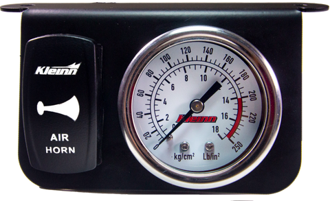 Kleinn Panel Mounted 160 PSI Gauge w/ an Illuminated WHITE Momentary Rocker Switch - 1303W