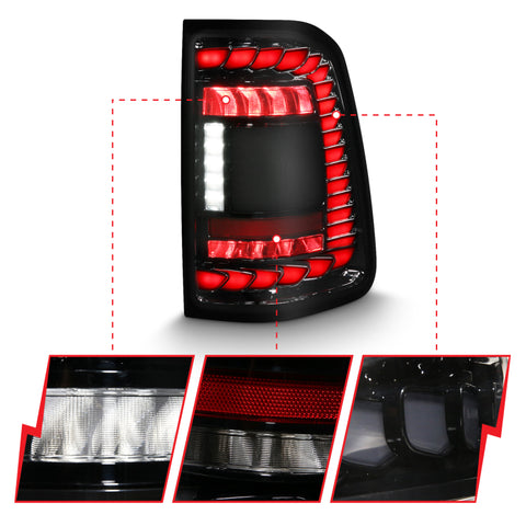Anzo 19-23 Dodge Ram 1500 Laramie/Rebel/Limited Longhorn Full LED Sequential Signal Black Taillight - 311478