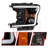 ANZO 2018-2019 Ford F-150 Projector Plank Style H.L. Black Amber (Without Switchback) - 111467
