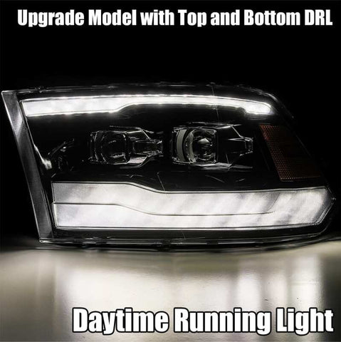 AlphaRex 09-18 Dodge Ram 1500HD PRO-Series Projector Headlights Plank Style Black w/Seq Signal/DRL - 880597