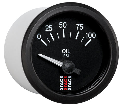 Autometer Stack Instruments 52mm 0-100 PSI 1/8in NPTF Electronic Oil Pressure Gauge - Black - ST3202
