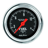 AutoMeter Gauge Fuel Pressure 2-1/16in. 15PSI Mech. W/Isolator Traditional Chrome - 2413