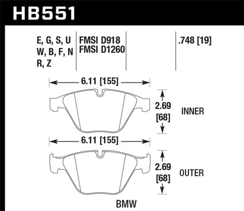 Hawk DTC-80 08-13 BMW M3 Front Race Brake Pads - HB551Q.748