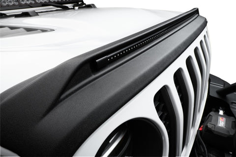 AVS 2018-2019 Jeep Wrangler (JL) Aeroskin Low Profile Hood Shield w/ Lights - Black - 753156