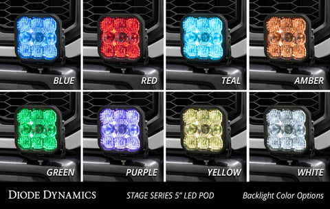 Diode Dynamics 17-20 Ford Raptor SS5 Bumper LED Pod Light Kit - Yellow Pro Combo - DD7349