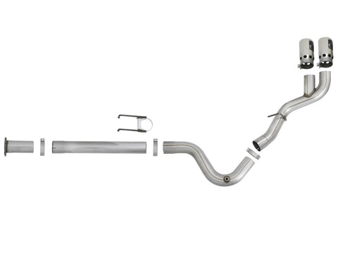 aFe Rebel XD 4in SS Down-Pipe Back Exhaust w/Dual Polished Tips 17-18 Ford Diesel Trucks V8-6.7L(td) - 49-43102-P