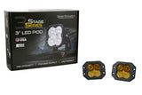 Diode Dynamics SS3 LED Pod Sport - Yellow Driving Flush (Pair) - DD6204P