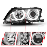 ANZO 2002-2005 BMW 3 Series E46 Projector Headlights w/ Halo Chrome - 121212
