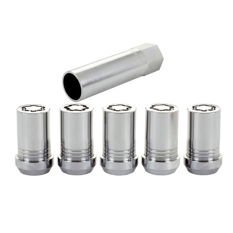McGard Wheel Lock Nut Set - 5pk. (Cone Seat Tuner) M14X1.5 / 22mm Hex / 1.648in OAL - Chrome - 25515