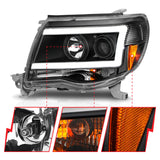 ANZO 05-09 Toyota Tacoma Projector Light Bar Style Headlights w/ C Light Bar - 111517