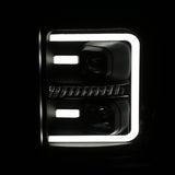 ANZO 2011-2016 Ford F250 Projector Headlights w/ Plank Style Switchback Black w/ Amber - 111406