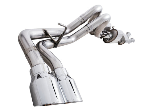 AWE 16-22 Toyota Tacoma 0FG Catback Exhaust w/ BashGuard - Dual Chrome Silver Tips - 3015-32826