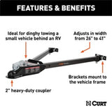 RockJock Curt Tow Bar with Adjustable Width Arms Car Mount 2in Ball 5000lbs - RJ-19745