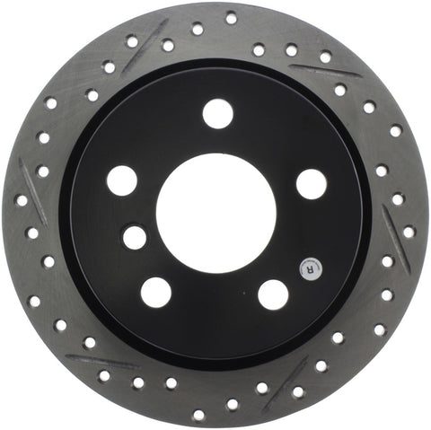 StopTech 14-15 Mini Cooper Base Slotted & Drilled Rear Right Rotor - 127.34159R