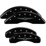 MGP 4 Caliper Covers Engraved Front & Rear Style 1/Chrysler Wing Black finish silver ch - 32002SCW1BK
