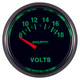 Autometer GS 52mm 8-18 Volts Short Sweep Electronic Voltmeter Gauge - 3892