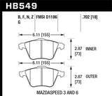 Hawk 07-08 Mazdaspeed3/06-07 Mazdaspeed6 HP+ Street Front Brake Pads - HB549N.702