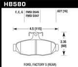 Hawk 86-92 Ford Taurus SHO / 89-92 Ford Thunderbird Super Coupe Blue 9012 Race Rear Brake Pads - HB580E.627
