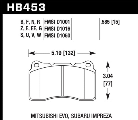 Hawk 04-15 Subaru WRX STI / 07-13 Ford Mustang Shelby GT500 Blue 42 Front Brake Pads - HB453EE.585