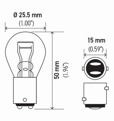 Hella Bulb 1157 12V 27/8W Ba9S S8 (2) - 1157TB