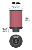 K&N Filter Universal Rubber Filter 3.5in Flange ID x 5in OD x 5.625in H - RU-5114