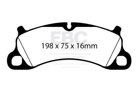 EBC 12-15 Porsche 911 (991) (Cast Iron Rotor only) 3.8 Carrera S Yellowstuff Front Brake Pads - DP42144R